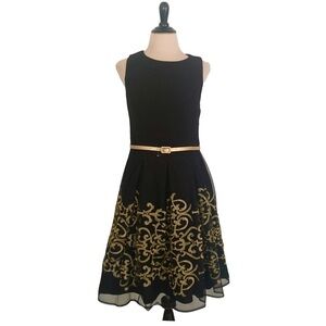R&K Black Dress with Gold Embroidery